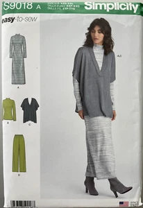 Simplicity Sewing Pattern #S9018, Size XXS-XXL, Misses' Dress, Top, Vest, Pants - Picture 1 of 2