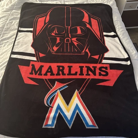Miami Marlins MLB & Star Wars Darth Vader Shield Throw Blanket Cover