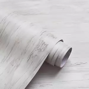 Wood Wallpaper Peel and Stick Wallpaper Grey Wood Grain 15.7"x118" White - Picture 1 of 9