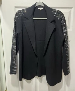 Sioni schwarzer Pullover Blazer Strickjacke mit Strass Größe M - Bild 1 von 6