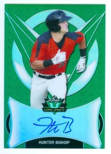 HUNTER BISHOP "GREEN AUTOGRAPH CARD /99" LEAF VALIANT 2019 Giants - Image 1 of 1