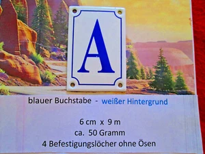 Número de casa esmalte adicional A letra azul fondo blanco 6 cm x 9 cm  - Imagen 1 de 4