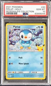 Pokemon PSA 10 Piplup 20/25 Holo Rare McDonald's Collection Card - Picture 1 of 1