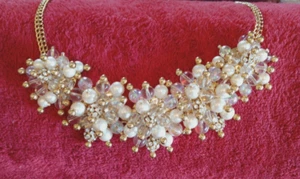 Kate Spade Gold Necklace Cluster Faux Pearls Crystals Constellation Statement - Picture 1 of 8