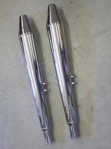 Norton Muffler Set OEM w logo 06-1978 Commando loud mufflers 1 1/2" UK seam - Picture 1 of 5