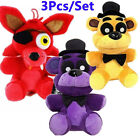 3PCS FNAF Five Nights at Freddy's Purple Shadow Gold Bear And Foxy Plush Toy Set