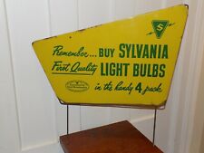 Vintage Sylvania Light Bulb Tin Sign Over Mertal Frame Display Topper