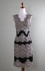 TAHARI Arthur S. Levine ASL NWT $148 Mesh Black Beige Lace Dress Size 4 Petite - Picture 1 of 6
