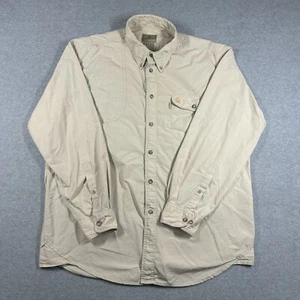Beretta Shirt Men L Beige Long Sleeve Button Down Solid Vented Shooting Padded - Picture 1 of 12
