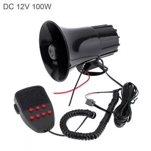 100W 12V Automóvil Alarma 7 Sonido Advertencia Sirena Cuerno Megáfono Altavoz 105dB con Micrófono - Imagen 1 de 1