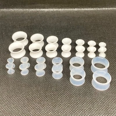 Túneles de doble llamarada de silicona transparente 8 g - 1/2" Foto 1 de 2