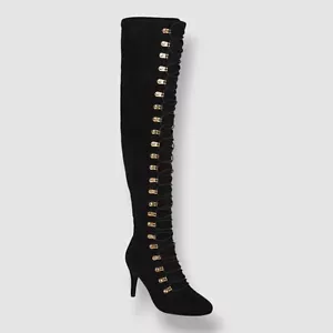 Journee Collection Women's Black Trill Lace-Up Dress Boots Shoe Size 8.5 - Picture 1 of 6