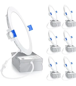 Ensenior 6er Pack 6 Zoll ultradünne LED Deckeneinbauleuchte, 6000K, dimmbar - Bild 1 von 8