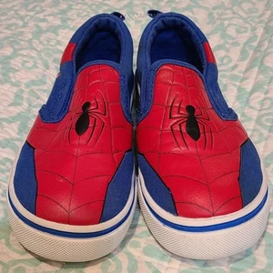 Marvel Spider-Man Youth 12 Slip-on Deck Shoe Red, Blue, White, Spiderweb Pre-own - Picture 1 of 10