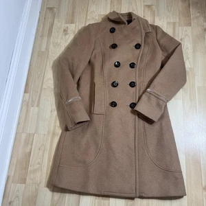 Chaquetón Coach Mujer Mezcla Lana Doble Pecho Largo Beige Talla XS - Imagen 1 de 8