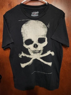 Old Navy Halloween Reg Medium Black/White Crew Neck 100% Cotton Skull Graphic T - Image 1 of 4