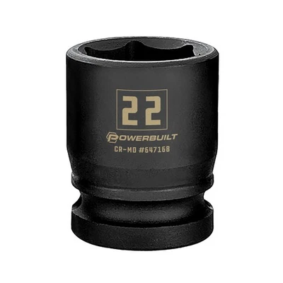 Powerbuilt 1/2 Inch Drive x 22 MM 6 Point Impact Socket - 647168 - Image 1 of 4