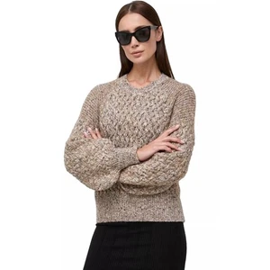 Boss Forenza brown cable knit puff sleeve alpaca wool sweater women's XS - Picture 1 of 14