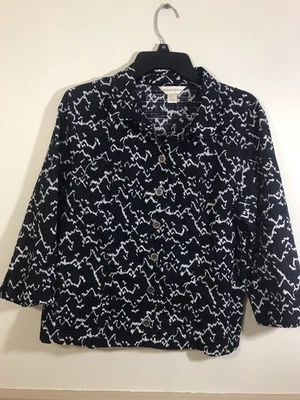 Christopher & Banks Womens Blue & White Jacket  Pockets size L - Image 1 of 4