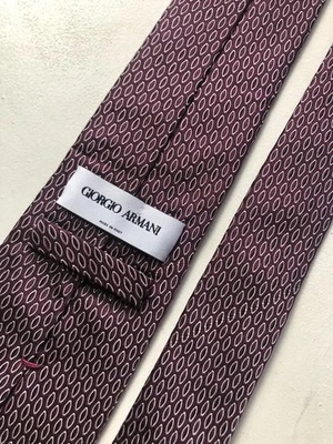 🍇 Роскошный шелковый галстук Giorgio Armani — бордовый/бордовый геометрический узор - Изображение 1 из 4