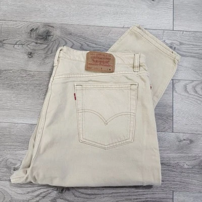 复古 Levi’s 550 女式 22 码牛仔裤宽松版型锥形腿米色牛仔美国 — 第 1/4 张图片