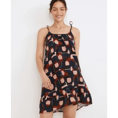 Vestido de Cubierta de Dobladillo con Volantes y Correa de Lazo Madewell SZ M Más Ligero Collage de Color NWT Foto 1 de 4