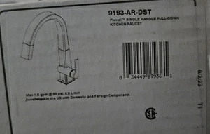 Delta Pivotal Spruzzatore Estraibile Monocomando Rubinetto Cucina Magnatite Inox - Foto 1 di 1