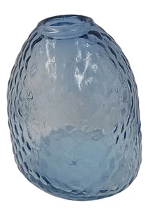 Anthropologie blau Klarwasser Vase Grübchen Glas mundgeblasen 5,25" Höhe x... - Bild 1 von 5