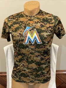 SWEET Miami Marlins Youth Sz Lg 14-16 Majestic Camo Shirt, Luis Arraez, NEW&NICE - Picture 1 of 4