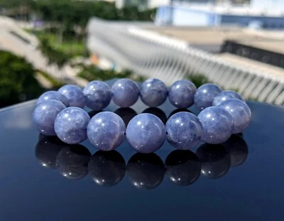 IOLITE Bead Bracelet for Men Stretch 14mm 7, 7.5, 8, or 8.5 inch - Image 1 of 4