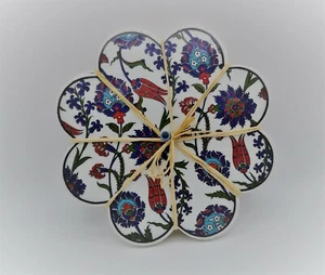 2 nuevos remaches de cerámica turca festoneados Iznik florales rojos azules vibrantes 7" - Imagen 1 de 8