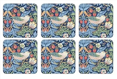 Pimpernel Morris & Co Strawberry Thief Blue Coasters - Set of 6 - Image 1 of 4