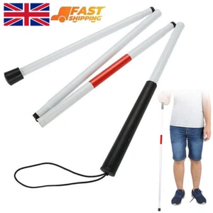 Portable Folding Blind Walking Stick Aluminium Visually Impaired Crutch Cane UK - Picture 1 of 9