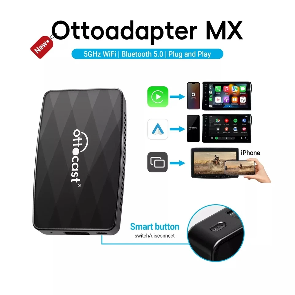 Ottocast MX CA360 Wireless Adapter Quick Change Mode for Carplay/Android Auto