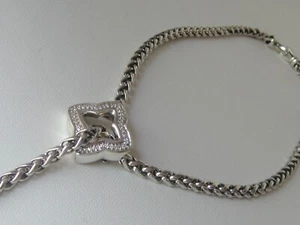 $1850 DAVID YURMAN SS DIAMOND QUATREFOIL WHEAT CHAIN NECKLACE - Picture 1 of 4