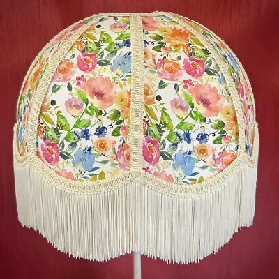 Vibrant Floral Cream Braid Dome Lampshade Floor Table Standard Ceiling Lights - Image 1 of 4