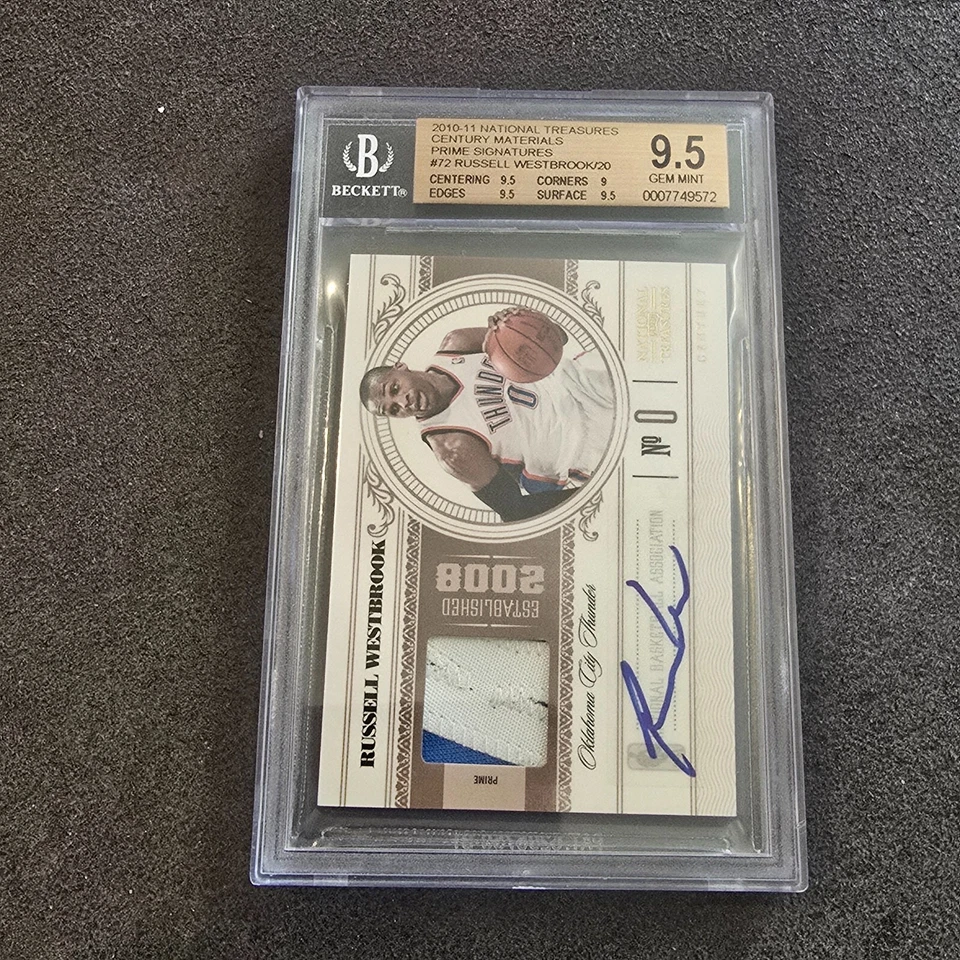 2010 Playoff National Treasures Prime Signatures Russell Westbrook  Auto BGS 9.5 - Image 1 of 4