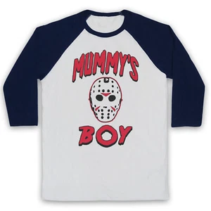 FRIDAY THE 13th JASON VOORHEES UNOFFICIAL MUMMY'S BOY 3/4 SLEEVE BASEBALL SHIRT - Picture 1 of 11