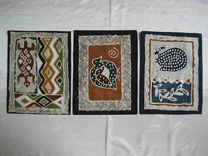 Set of (3) Batik Placemats Various Animal Designs Double Layer 16.5" x 12.5" - Imagen 1 de 5