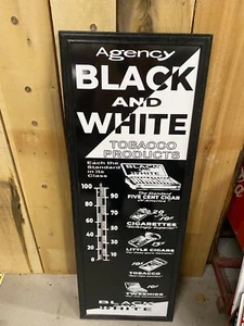 AGENCY Black White Tobacco Products Cigs Thermometer Sign Framed MINT 51" x 18" - Picture 1 of 21