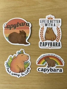 Cute Capybara Stickers, Set of 4 stickers, brand new, for laptop & water bottle - Picture 1 of 10