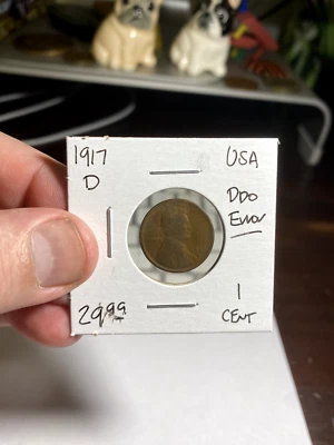 1917 年 D 版美国 1 美分错误硬币 - DDO — 第 1/2 张图片