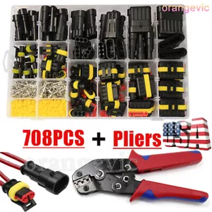708Pcs 1-6 Pin Car Automotive Waterproof Electrical Wire Connectors Plug Kit Set - Picture 1 of 34