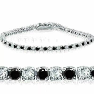 White & Black Treated Diamond Tennis Bracelet 7.50 Inches VVS1 Certified - Image 1 of 3