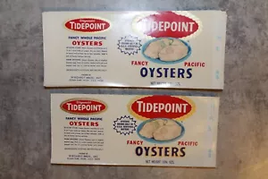 DEALERS LOT OF 175++ VINTAGE TIDEPOINT OYSTERS CAN LABEL OCEAN PARK WASHINGTON - Picture 1 of 2