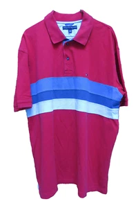 POLO DE GOLF HILFIGER ROJO Blanco Azul MANGA CORTA PIQUÉ ALGODÓN Hombres XL Pecho 50 - Imagen 1 de 6