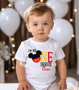 Mickey Mouse Birthday Tee Shirt, Mickey 1st Birthday Shirt, Mickey Family Tees - Picture 1 of 23