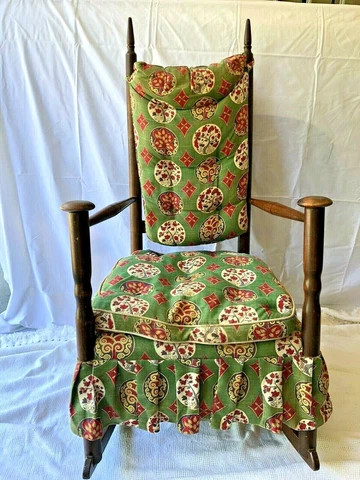 Antique Shaker Rocking Chair, Ladder back, Mushroom Arm, 19th C, New England Cover