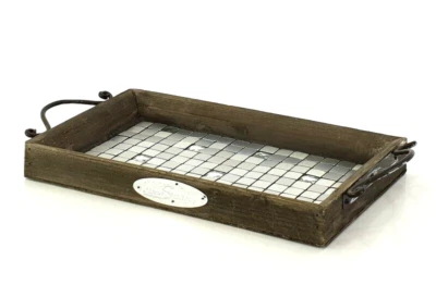 Serviertablett Holztablett 30 x 19 cm Tablett Serviertablett Deko Holz Tablett - Bild 1 von 4