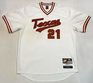 Nike Texas Longhorns ROGER CLEMENS #21 Baseball Pullover Jersey XL White Sewn